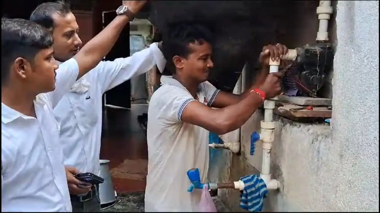 Volunteers and Villagers Disconnecting illegal connections